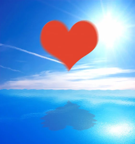 Hjärtat på hav och himmel bakgrund — Stockfoto