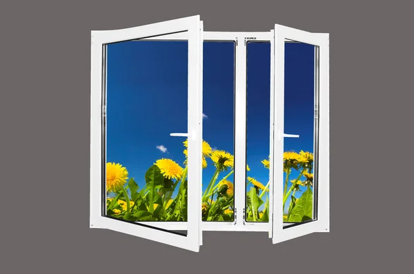Våren bakom fönstret — Stockfoto