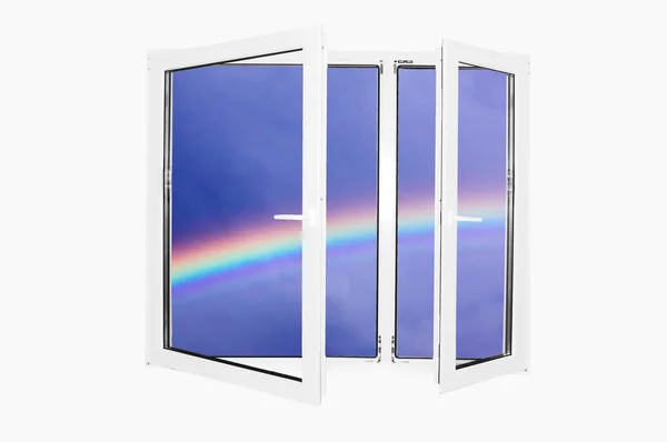 Arco-íris atrás da janela — Fotografia de Stock