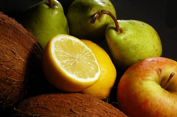 stock image Fruits on black