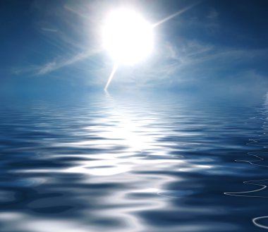 Sun, ocean background clipart