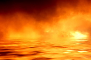 Fire on sea clipart