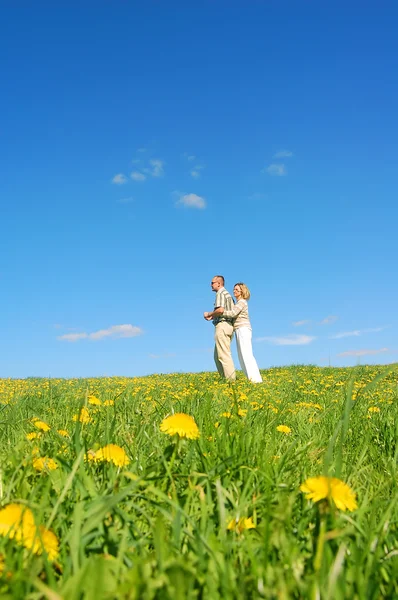 草原に愛のカップル — ストック写真