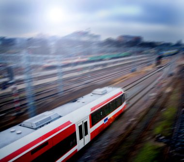 Fast train with motion blur clipart