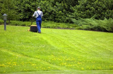 Gardener mowing clipart