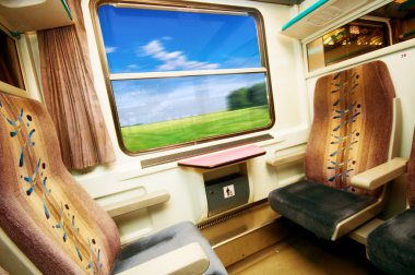 Travel in comfortable train. clipart