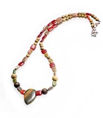 Men's necklace from colorful natural semiprecious stones clipart