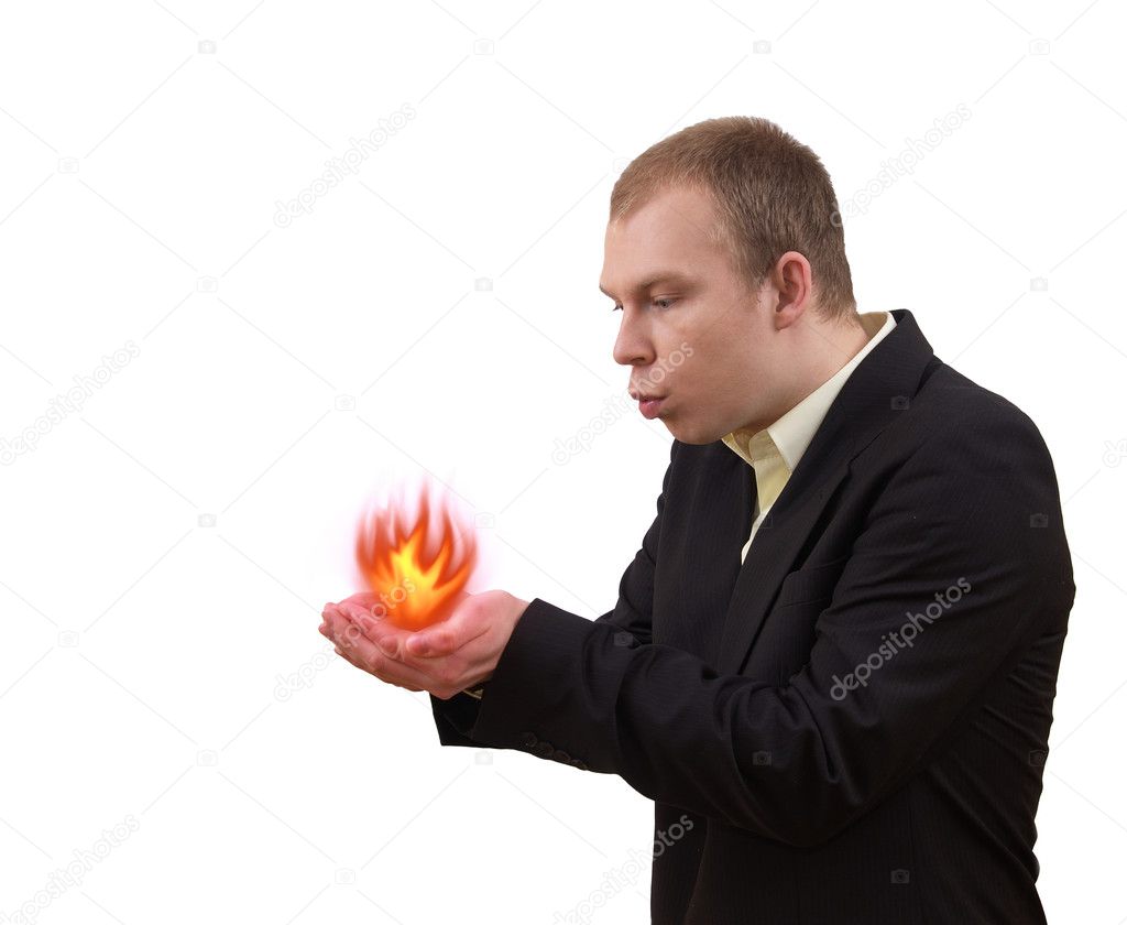 Businessman on fire