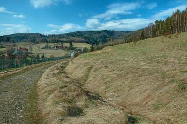 Road on hills, landscape clipart