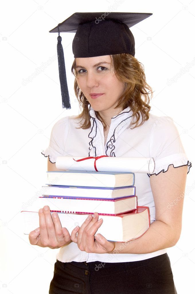 Student with graduation diploma