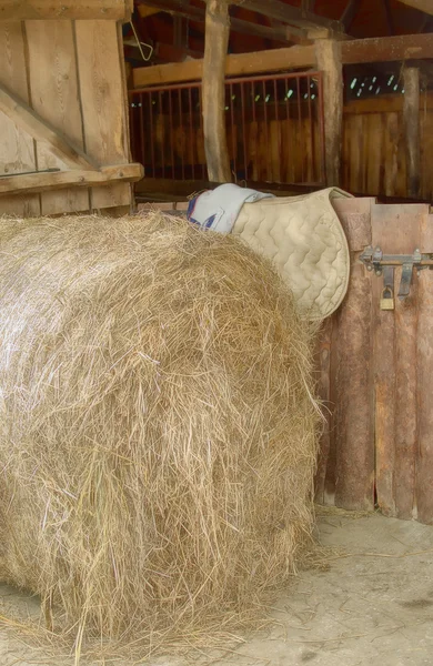 Hay in front of stud farm — Stock Photo, Image