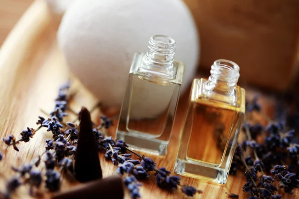 Levandulové aromaterapeutické oleje — Stock fotografie