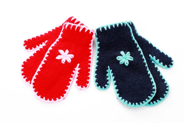 Rood en blauw handschoenen — Stockfoto