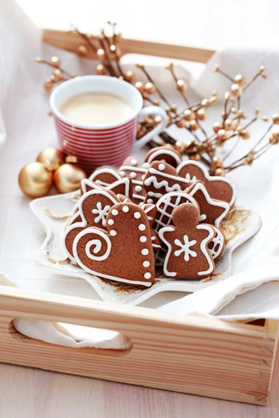 Gingerbreads with coffee — Stock Photo, Image