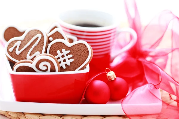 Koffie met gingerbreads — Stockfoto