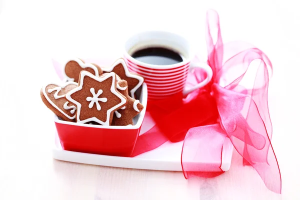 Gingerbreads와 커피 — 스톡 사진