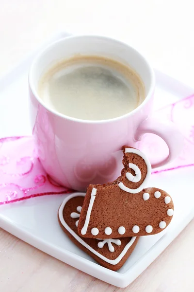 Kopje koffie met koekje — Stockfoto