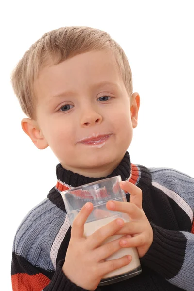 Garçon boire du lait — Photo