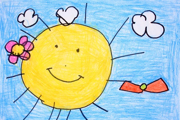 stock image Sunny day- crayon drawing