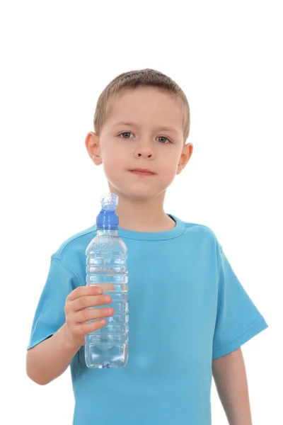 Boy and bottle of water — Stock Photo, Image