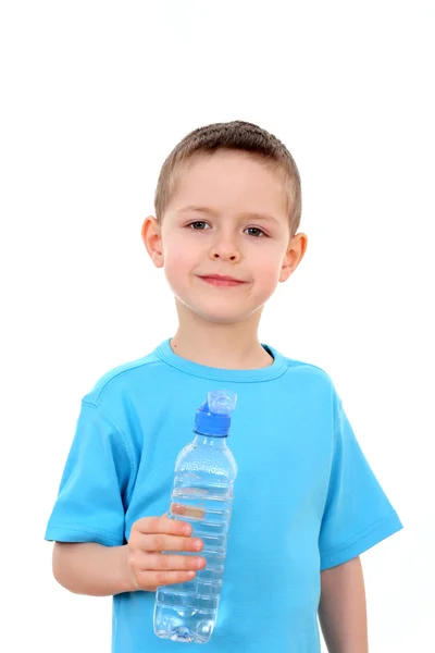 Niño y botella de agua —  Fotos de Stock