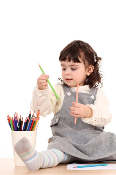 Дівчина з олівцями — стокове фото
