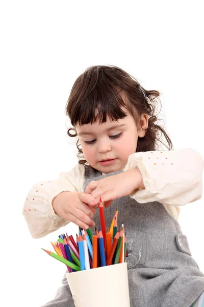 Дівчина з олівцями — стокове фото