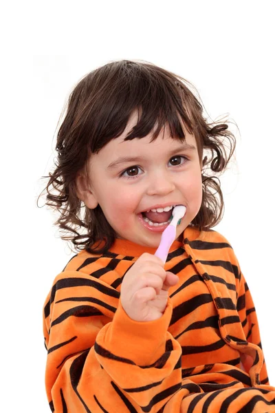 Girl and tooth-brush — Stock Photo, Image