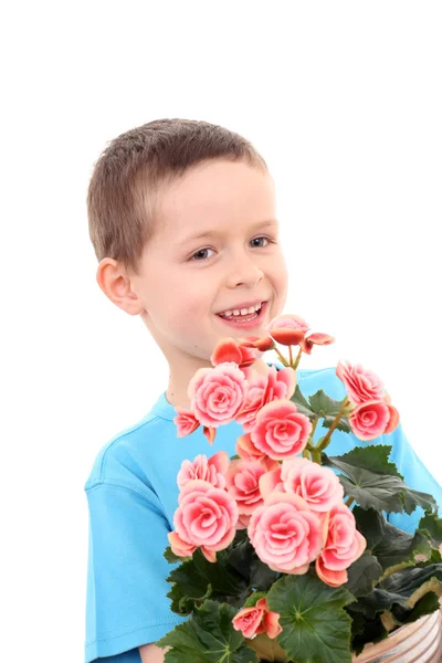 Saksı çiçek çocuk — Stok fotoğraf