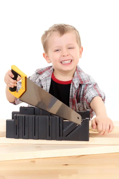Cutting a board — Stock Photo, Image