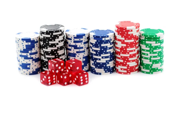 stock image Poker chips and dices