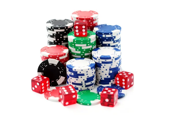 stock image Poker chips and dices