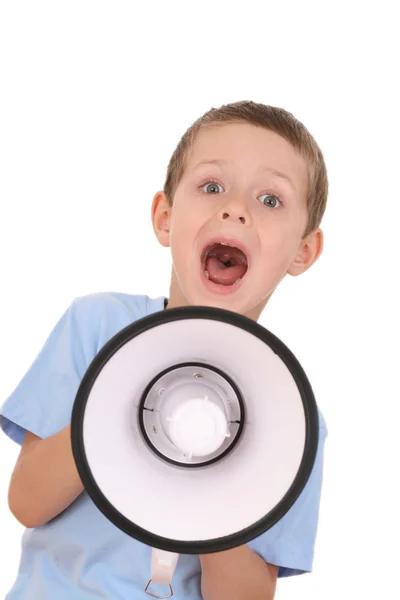 Boy and megaphone — Stock Photo, Image