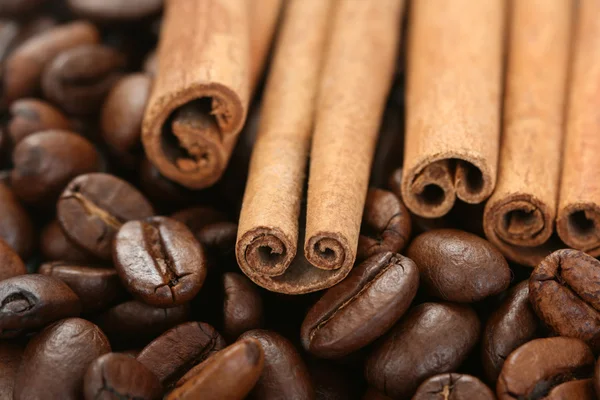 コーヒー豆とシナモン — ストック写真