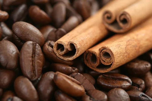 Coffee beans and cinnamon — Stock Photo, Image