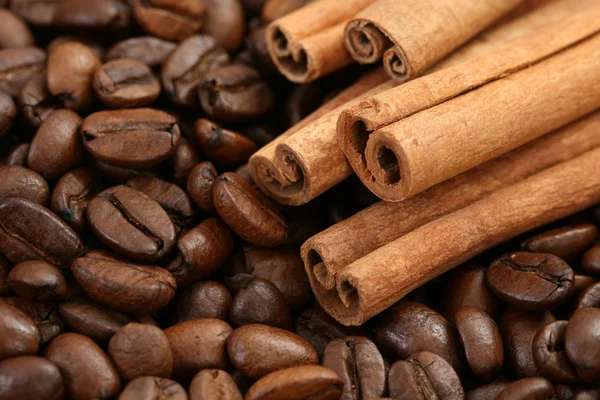 stock image Coffee beans and cinnamon