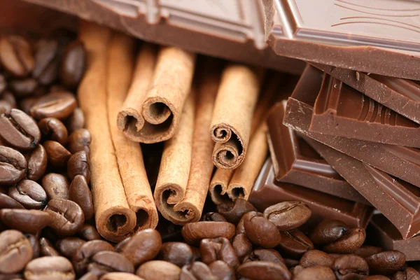 Čokoláda Káva a skořicí — Stock fotografie