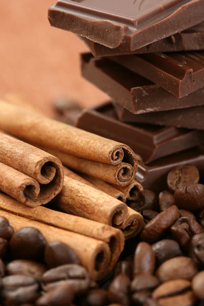 Café con chocolate y canela — Foto de Stock