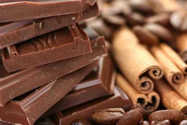 Chocolate coffee and cinnamon — Stock Photo, Image