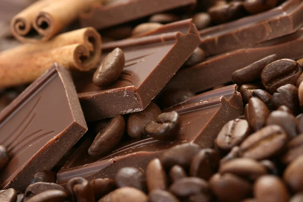 チョコレート、コーヒーやシナモン — ストック写真