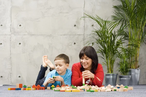 stock image Family fun with wooden blocks