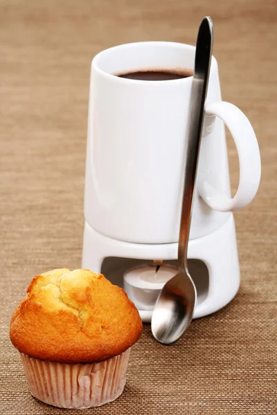 Varm choklad och muffins — Stockfoto