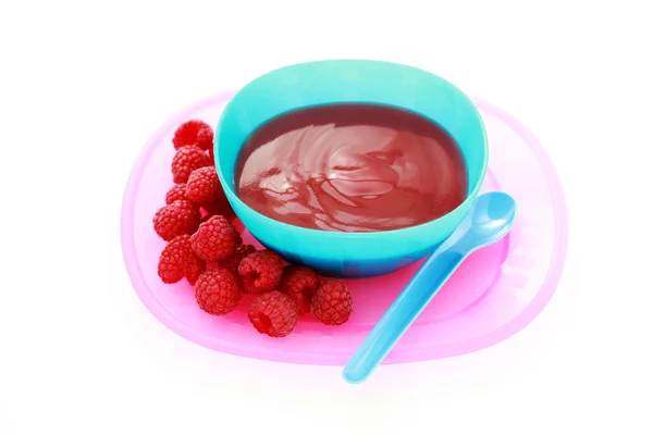 Raspberries - baby food — Stock Photo, Image