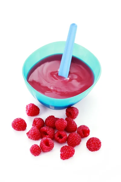 Raspberries - baby food — Stock Photo, Image