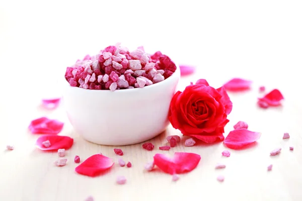 Rose bath salt — Stock Photo, Image