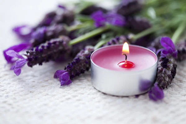 라벤더와 촛불 — 스톡 사진