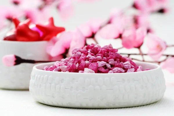 핑크 목욕 소금 — 스톡 사진