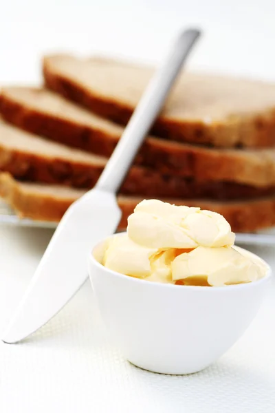Pão Manteiga Fresca Alimentos Bebidas — Fotografia de Stock