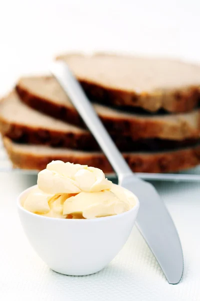 Ekmek Taze Tereyağı Yiyecek Içecek — Stok fotoğraf