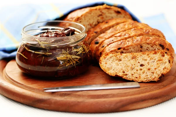 Bread with dry tomatoes — Stock Photo, Image